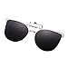 WELUK Polarized Clip-on Flip up Cat Eye Sunglasses Metal Frame for Prescription Glasses