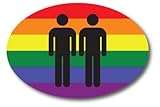 LGBT 2 Males Oval Car Magnet Decal Heavy Duty Waterproof