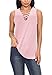 Chvity Women's Criss Cross Casual Cami Shirt Sleeveless Tank Top Basic Lace up Blouse (L, Pink)