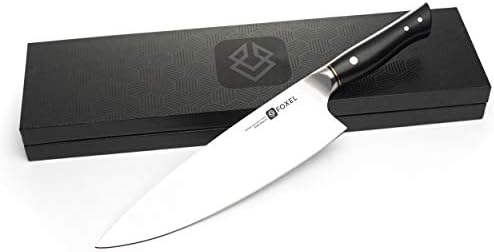 Kitchen Chef Knife Professional 9 Inch Foxel Lynx Series Chefs Knives Combine Beauty With Versatility Razor Sharp German High Carbon Steel Ergonomic Black Handle Presentation Gift Box