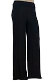 Stylzoo Women's Premium Modal Softest Ever Palazzo Solid Stretch Pants Black Supermodel 1X