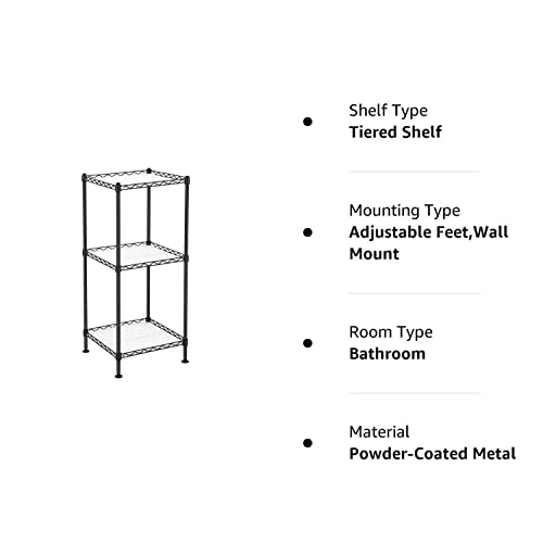 SONGMICS 3Tier Bathroom Shelf, Wire Shelving Unit, Metal Storage Rack