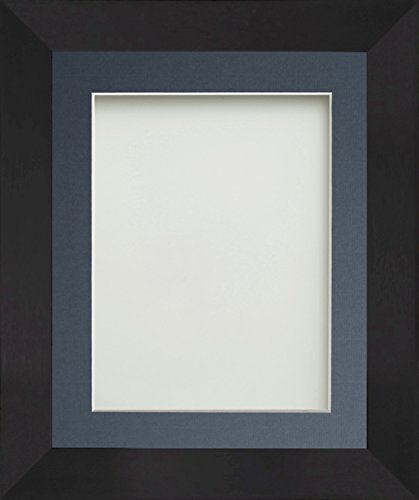 Frame Company Carlton Range 10X10-Inch Black Picture Photo Frame with Blue Mount For Image Size 5X5-Inch