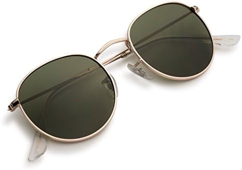 Stylle Round Unisex Sunglasses - Gold Metal Frame with Green Lens