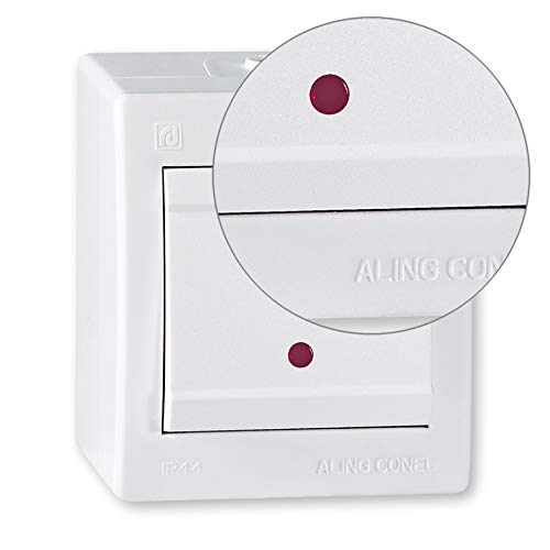 ALING-CONEL Ein/Aus Aufputz Schalter mit Glimmlampe (Kontrollleuchte) 10AX/250V~ / IP 44 - Weiß – Bild 3