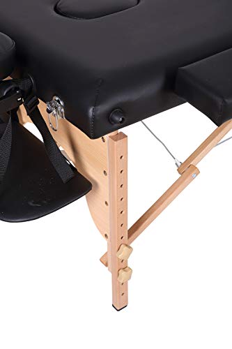 Portable Folding Massage Table, Chair Bed Facial SPA Tattoo Bed with Free Carry Case (Black-Three Folds)