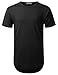 URBANCREWS Mens Hipster Hip Hop Cotton Elong Crewneck T-Shirt Black Medium