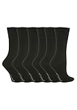 6 Pairs Sockshop Women's Gentle Grip Plain Black Socks 6-10.5 Us GG67