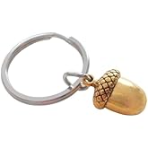 Small Golden Acorn Charm Keychain - Peter Pan's Kiss