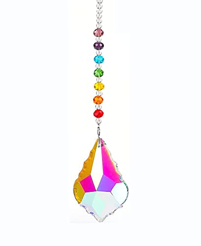 Tiardey Crystal Colorful Crystal Chandelier Pendant Crystal with Hanging Ornament for Home,Office,Garden Decoration - Maple leaf shape