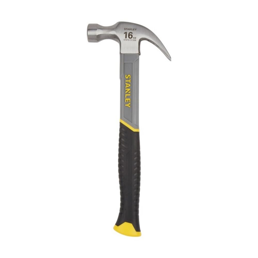 STANLEY Fibreglass Claw Hammer, 16oz, Bi-Material Grip for Comfort and Anti-Slip, STHT0-51309,Silver