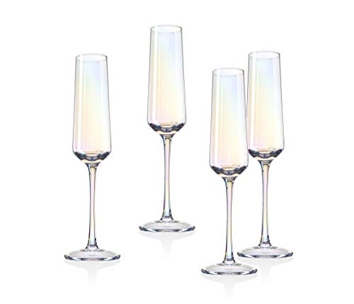 Monterey Champagne Flute Beverage Glass Cup by Godinger – Set of 4