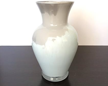 Decorative Vase Hand Painted Glass (Silver Grey and Light Blue)