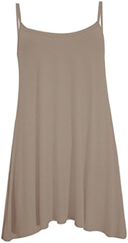 FashionMark Womens Plain Strappy Viscose Jersey Flared Swing Cami Dress