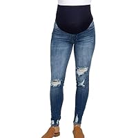 Dsood Stretch Jeans for Women Plus Size,Pregnant Woman Ripped Jeans Maternity Pants Trousers Nursing Prop Belly Legging,Maternity Jeans