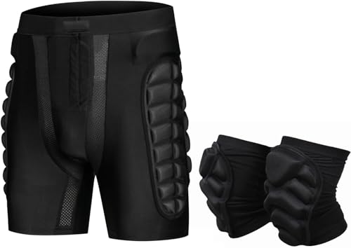 3D Protective Butt Pads for Ski, Hip Protection Pads Shorts 3D EVA with Knee Pads, Crash Pad Impact Gear for Snowboard, Ski and Skate, Protection for Tailbone, Hip, and Butt - XL Size