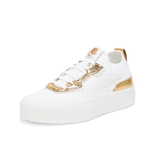 KARL LAGERFELD Paris Women's Shoes Sneaker,Bright White/Gold,7