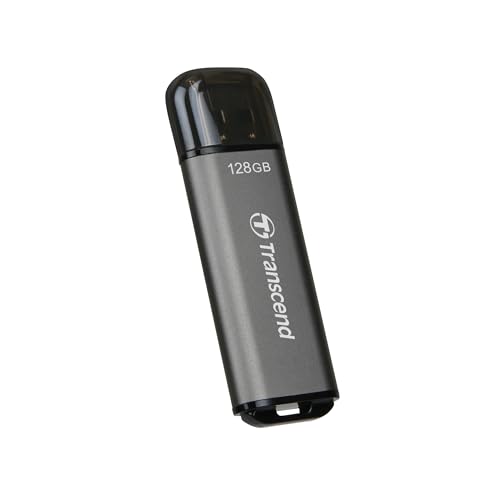 Transcend Jetflash 920 128GB High-End USB Stick, Space Grau |SSD-Performance, Bis zu 420MB/s |Hohe Langlebigkeit & Robustes Aluminiumgehause |Ideal für Tesla Dashcam, Sentry Mode & 4K-Videos