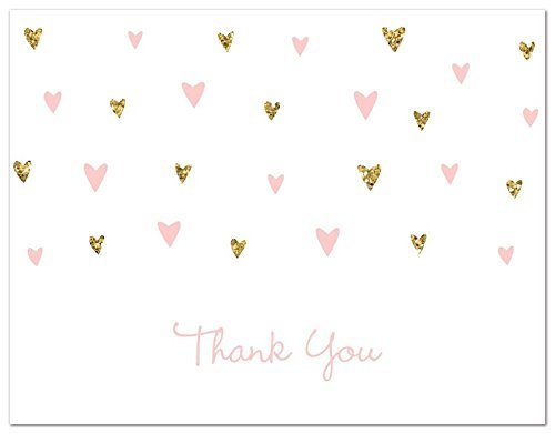 MyExpression.com50 Cnt Pink Faux Glitter Hearts Baby Shower Thank You Cards