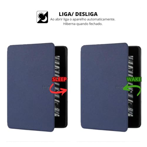 Capa Para Kindle Paperwhite 12ª Geração e Kindle Colorsoft 7 Polegadas (SA569P, SA568B, SA58CB, SA59CP) – Função Liga/Desliga - Fechamento Magnético - Sistema de Hibernação (Azul Marinho)
