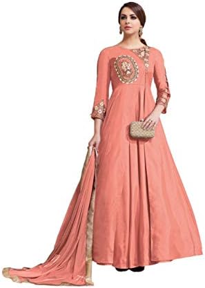 Latest Indian Designer Art Silk Dark Peach Color Ready to Wear Suit