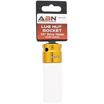 Abn 1/2in Impact Drive 19mm Lug Nut Socket - Non-Marring, Color-Coded, Laser-Etched, Thin-Walled Wheel Rim Protector