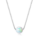 Sterling Silver 6mm Created Opal Choker Necklace - Choose Yellow Gold, Rose Gold, or Rhodium Finish