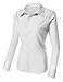 HOTOUCH Women Collared Button Down Long Sleeve Dress Shirt/White/Medium