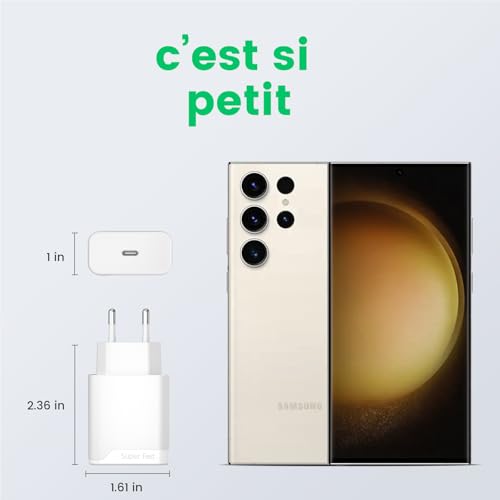 25W Type C Fast Charge Charger Compatible with Samsung Galaxy A15 A16 A17 A54 A55 A56 A35 A36 A25, S24 S23 A22 S22 S21 S20 FE Mobile Phone USB-C Plug Power Adapter with Cable 1.5 m
