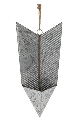 Galvanized Metal Arrow Wall Planter – Beautiful Decor Container Indoor or Outdoor for Hanging Plants, Flowers, Herbs, Succulents, Air Plants