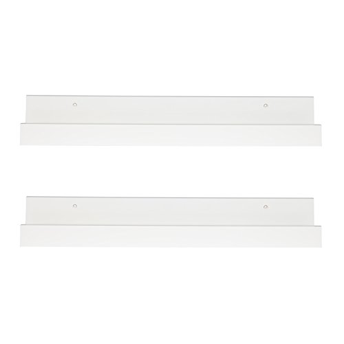 Kate and Laurel Levie 24 inch 2Pack Wood Floating Wall Shelf Picture Frame Holder Ledge, White