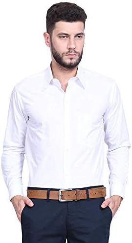AKAAS Men's CheckWhite Slim Fit Formal Shirt White