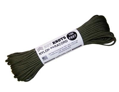 SGT KNOTS Paracord 550 Type III 7 Strand - 100% Nylon Core and Shell 550 lb Tensile Strength Utility Parachute Cord for Crafting, Tie-downs, Camping, Handle Wraps (4mm - 200 ft - OD Green)