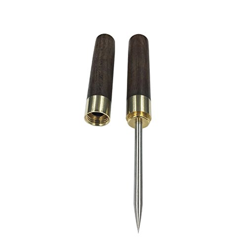 comboss Ice Pick 6.7" Ultra Sharp Stainless Steel with Safety Cover,Wood Handle (Black)