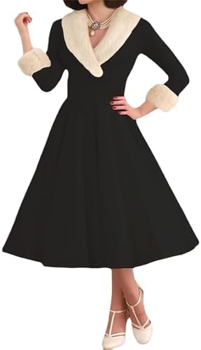 white and black christmas dress Amazon.com: Women's Christmas Midi Dresses Long Sleeve Furry Trim Dresses  Mrs Santa Costume Fancy Cosplay Outfits Party Dress(Black,Small) :  Clothing, Shoes & Jewelry