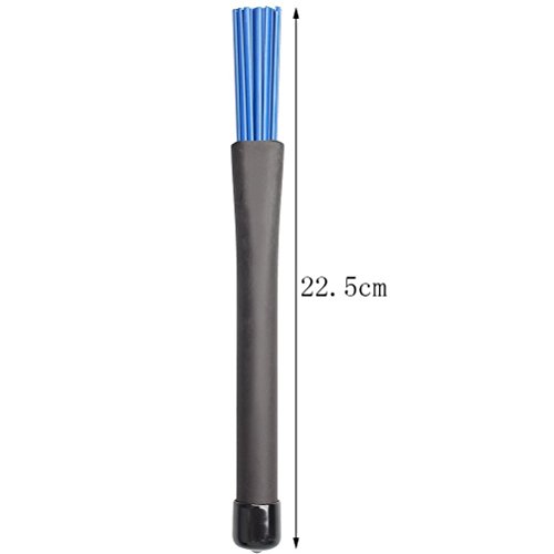 Timiy (1Pair) 13Inch Retractable Nylon Drum Brushes For Jazz Rock (Blue+Black)