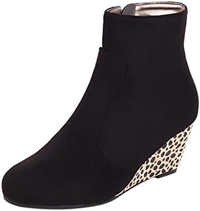 RQWEIN Mid Ankle Bootie Womens Casual Fashion Lace Up Low Shaft and Zipper  Stacked Wedge Heel Booties Shoe Sports u0026 Outdoors