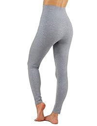 Leggings para dama, mezcla de algodón suave, color sólido, pantalones de yoga con cintura ancha