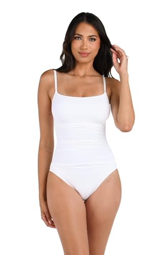 La Blanca One Piece Swimsuit Island Goddess Shirred Side Women's Bathing Suit Trajes de baño una Pieza, 42 para Mujer
