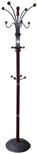 ZJLCoat Rack Wood and Metal with Many Hooks (Cherry, Wood and Metal)