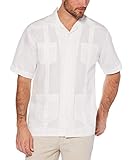Cubavera Men's Short Sleeve Traditional Guayabera Shirt, Bright White, Medium