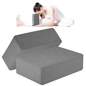 ANJUU Yoga Block 2 Pack High Density EVA Foam Blocks, Non-Slip Surface Cork Yoga Brick 9″x6″x3″Eco-Friendly EVA Foam Exercise Blocks Set for Improve Stretching Yoga/Pilates/Meditation- Grey