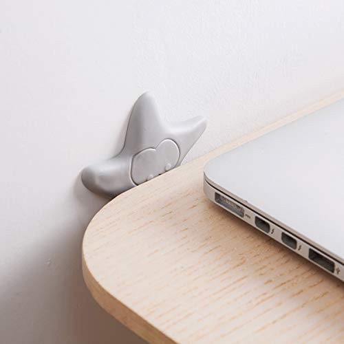 Door Handle Bumper Self-Adhesive Wall Protector Soft Smile Star Door Knob Wall Shield Rubber Buffer Crash Pads Door Stoppers for Furniture Crafts Glass Table, Pack of 5, Grey