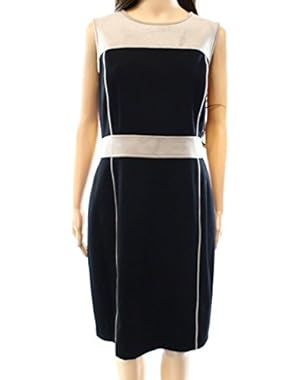 Calvin Klein Women Faux-Suede Colorblock Sheath Dress Black 10
