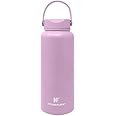 Hydraflow Hybrid - Triple Wall Vacuum Insulated Water Bottle with Wide Mouth Lid (34oz, Pastel Purple) Stainless Steel Metal Thermos, Reusable Leak Proof BPA-FREE for Sports and Travel