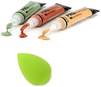 L.A. Girl Pro Conceal Set Orange, Yellow, Green Correctors With Tweezty Beauty Makeup Blender