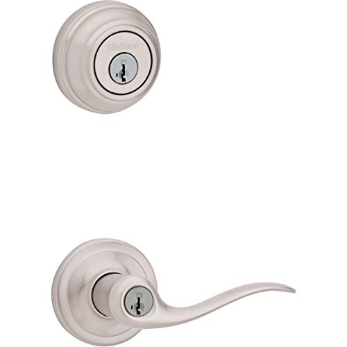 Kwikset Tustin Keyed Entry Lever and Single Cylinder Deadbolt Combo Pack with Microban Antimicrobial Protection…