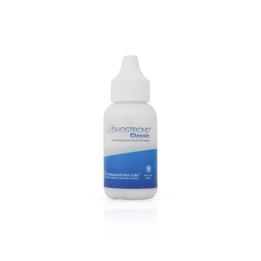 GHOSTBOND Classic Hair Replacement Adhesive 1.3oz - Invisible Wig Bonding Glue: Water & Oil-Resistant, Non-Toxic, Strong Hold For Secure and Natural-Looking Poly & Lace, Wigs & Toupee Systems