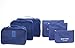6 sets travel Organizers Packing Cubes Luggage Organizers Compression Pouches（Navy Blue）