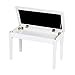 Giantex Piano Bench W/Padded Cushion and Music Storage, Comfortable Double Duet Seat, Wooden Legs, Perfect for Professional Or Home Use PU Leather Piano Stool (White)